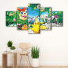 5 panels pokemon forest canvas art