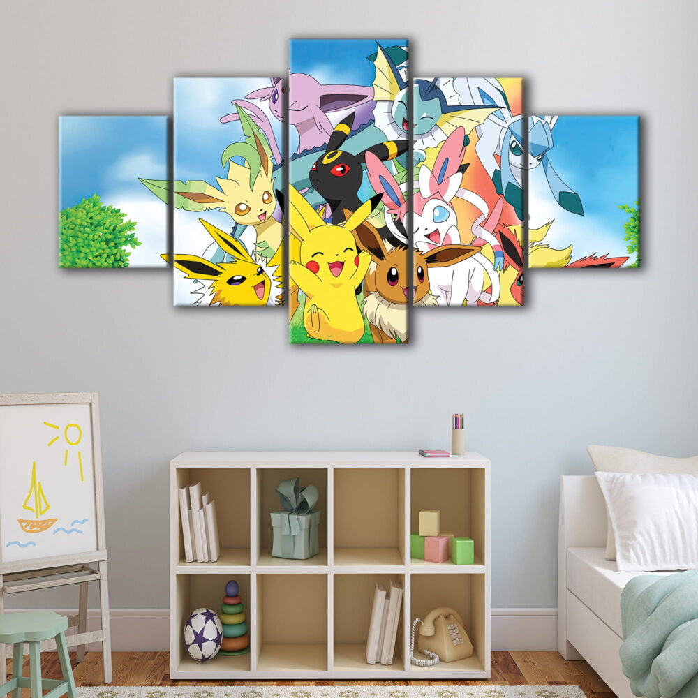 5 panels pokemon paradise canvas art