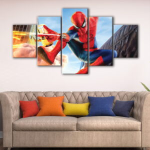 5 panels spider man in action canvas art