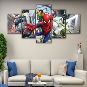 5 panels spider man villains canvas art