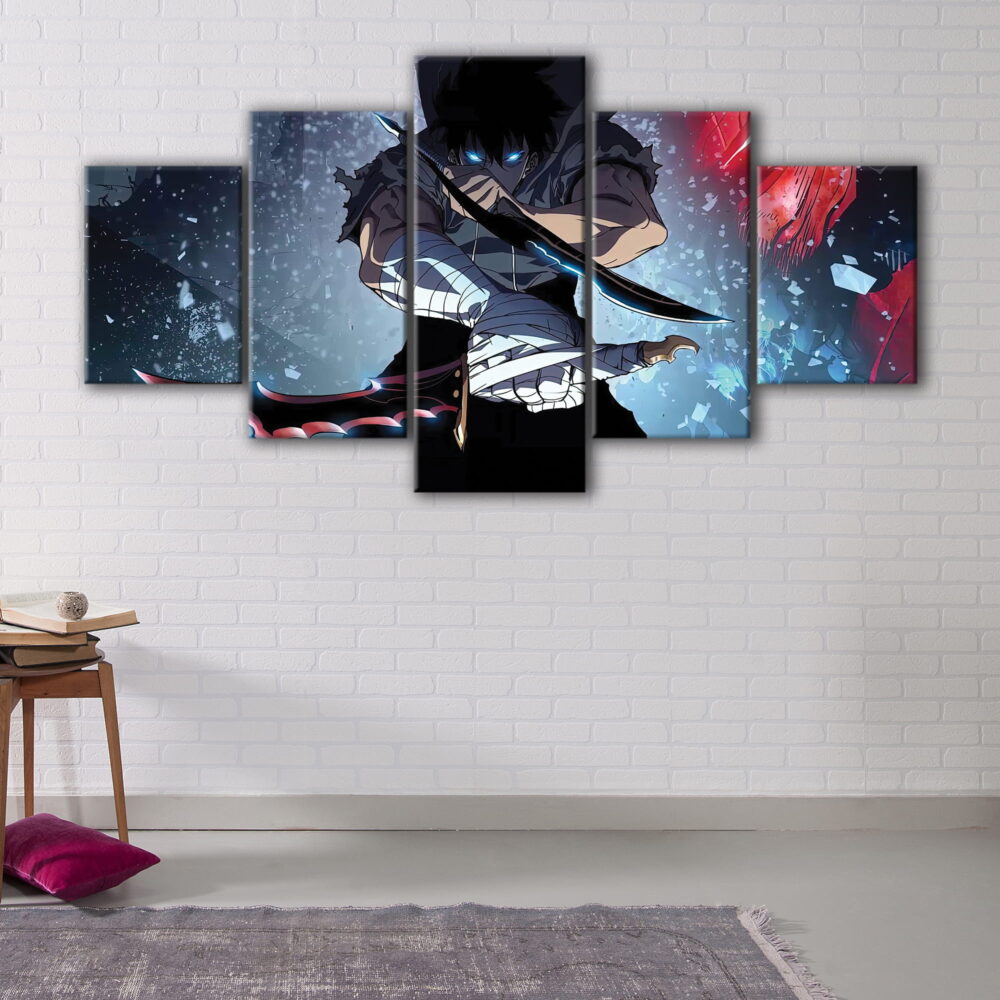 5 panels sung jin woo blades canvas art