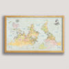 Upside Down Classic push pin world map - beige frame