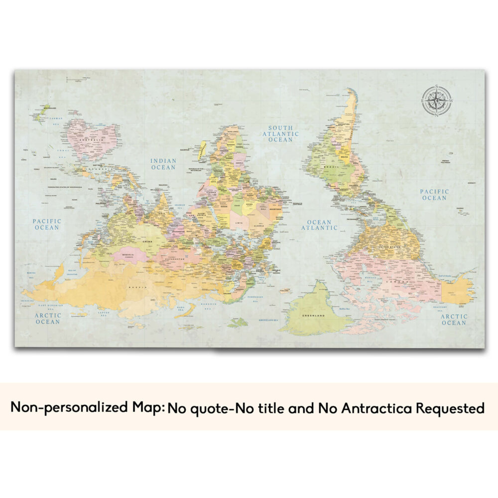 Upside Down Classic push pin world map no quote