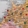 Upside Down Classic push pin world map - usa zoom