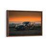 black porsche 911 framed canvas walnut brown