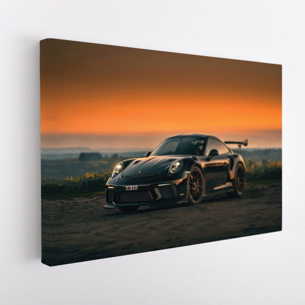 black porsche 911 stretched canvas