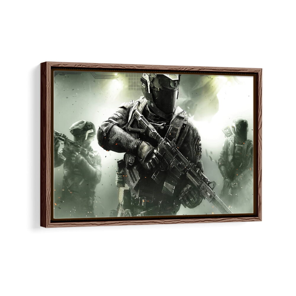 call of duty framed canvas walnut brown