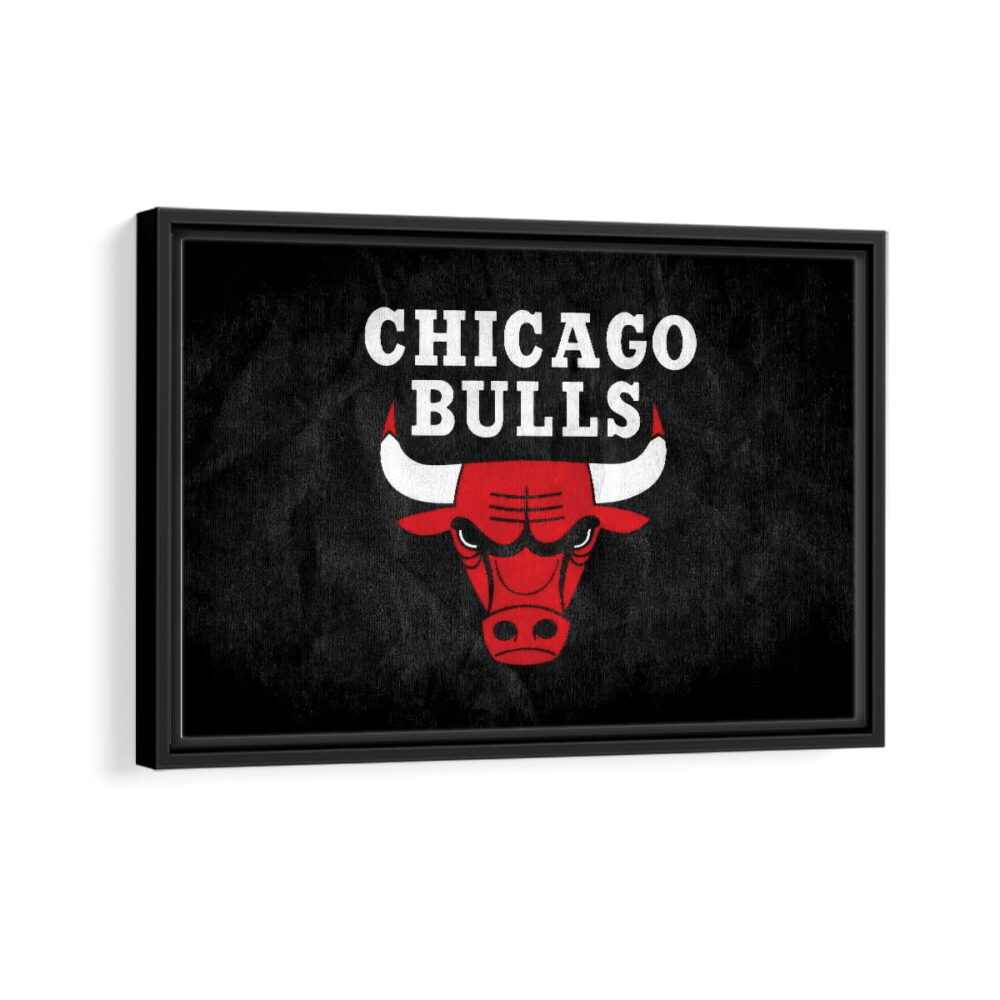 chicago bulls logo framed canvas black frame