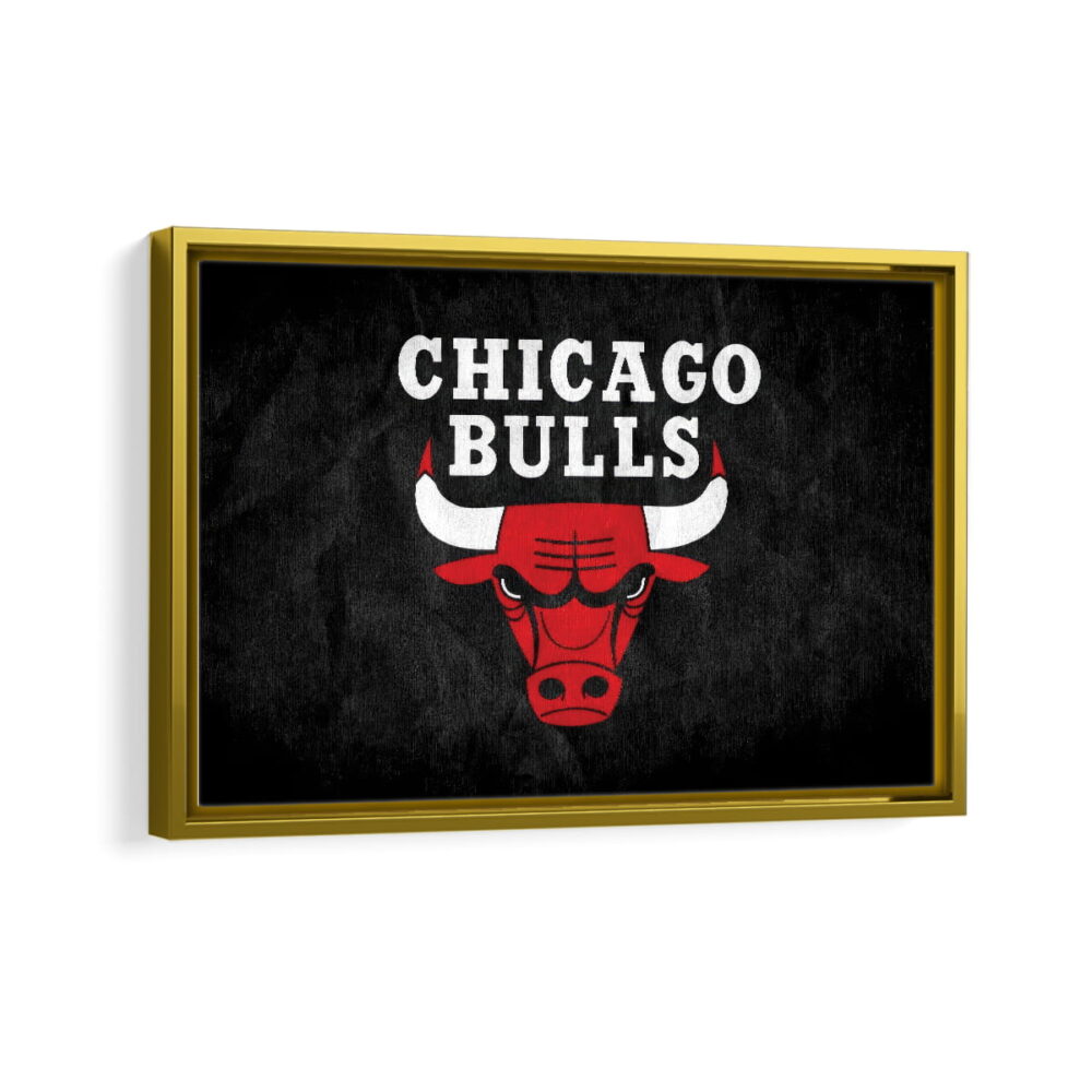 chicago bulls logo framed canvas gold frame