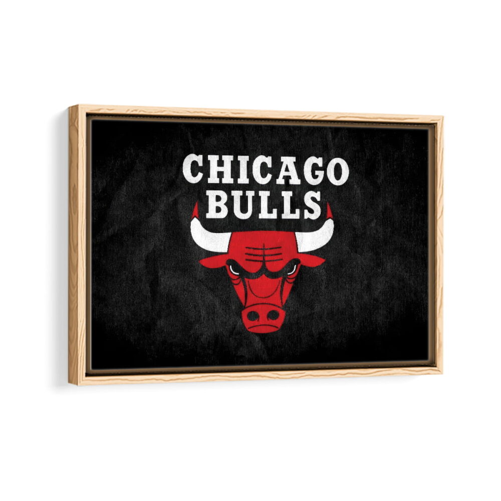 chicago bulls logo framed canvas natural beige