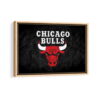 chicago bulls logo framed canvas natural beige