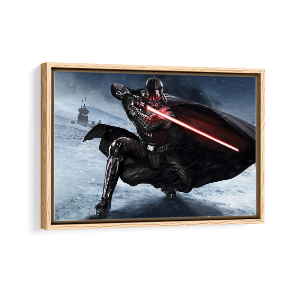 darth vader lightsaber framed canvas natural beige