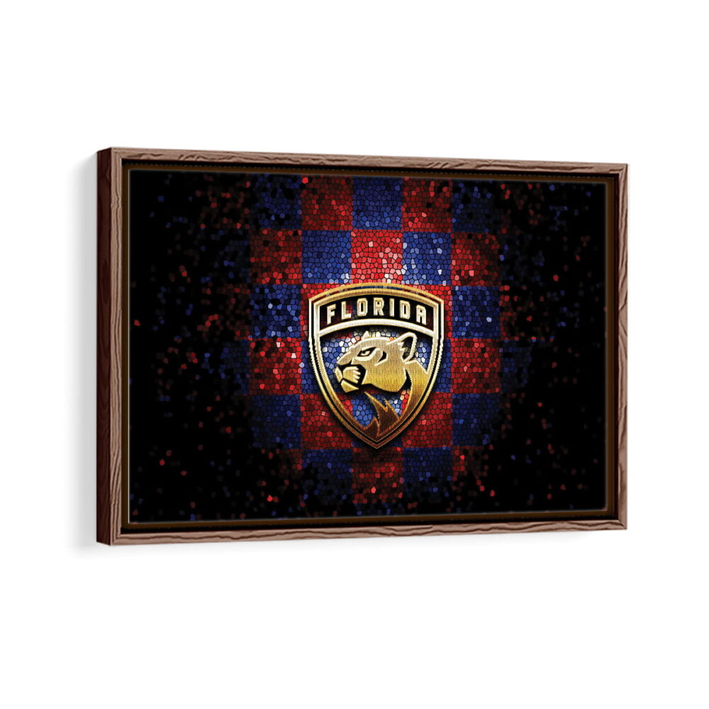 florida panthers framed canvas walnut brown
