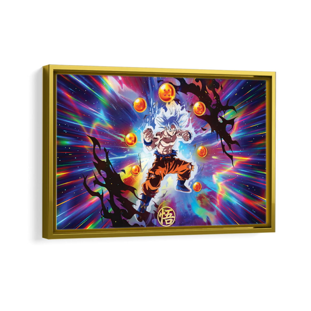 goku super powers framed canvas gold frame