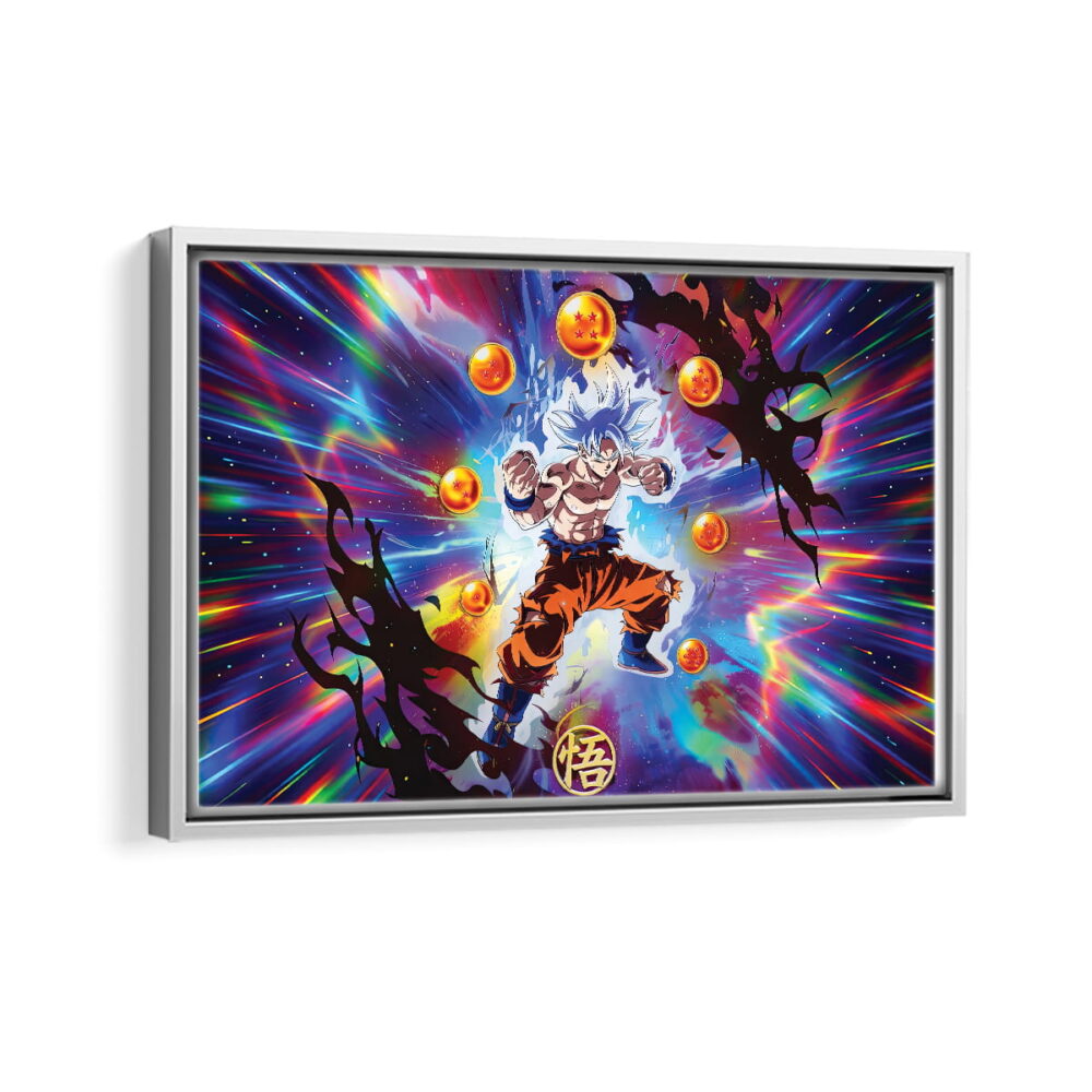goku super powers framed canvas white frame