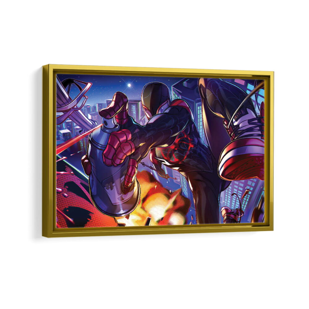 miles morales Into the spider verse framed canvas gold frame