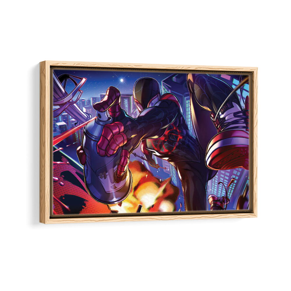 miles morales Into the spider verse framed canvas natural beige