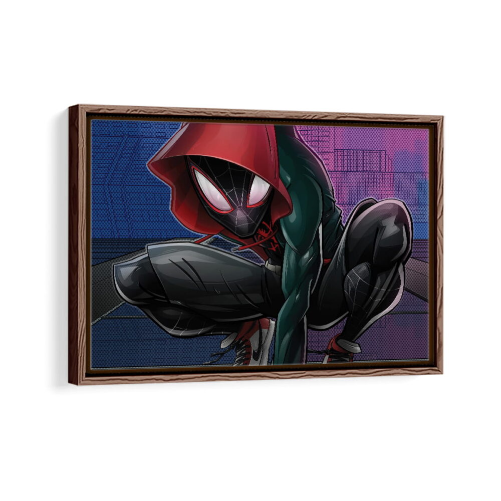 miles morales vibe framed canvas walnut brown