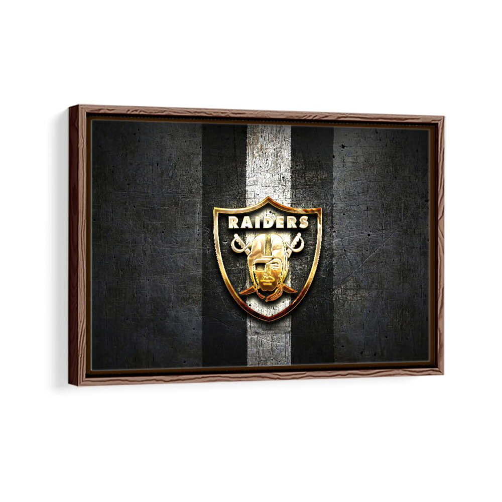 oakland raiders framed canvas walnut brown