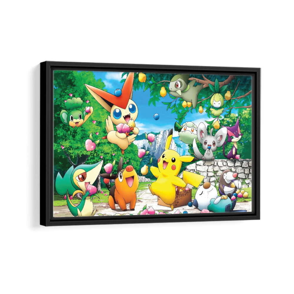 pokemon forest framed canvas black frame