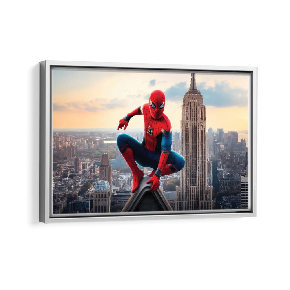 spider man brand new day framed canvas white frame