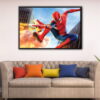 spider man in action floating frame canvas