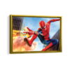 spider man in action framed canvas gold frame