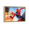 spider man in action framed canvas natural beige