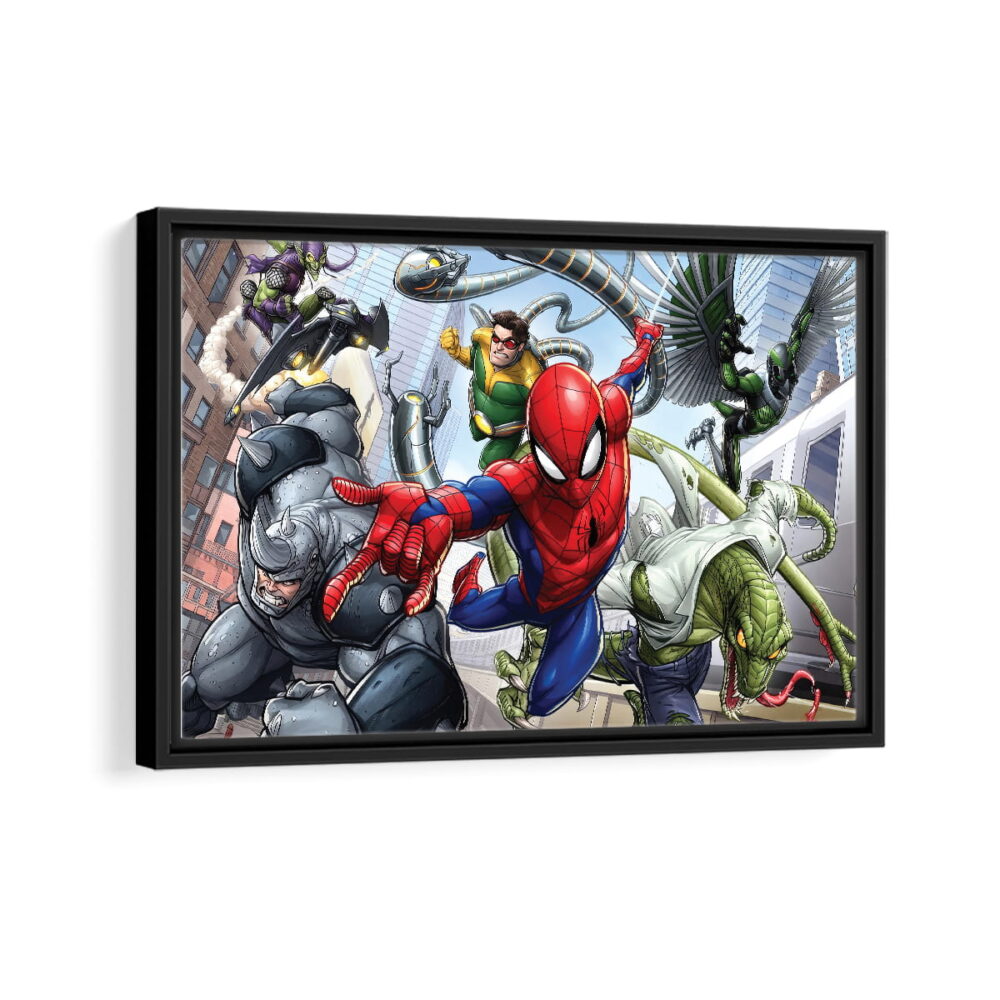 spider man villains framed canvas black frame