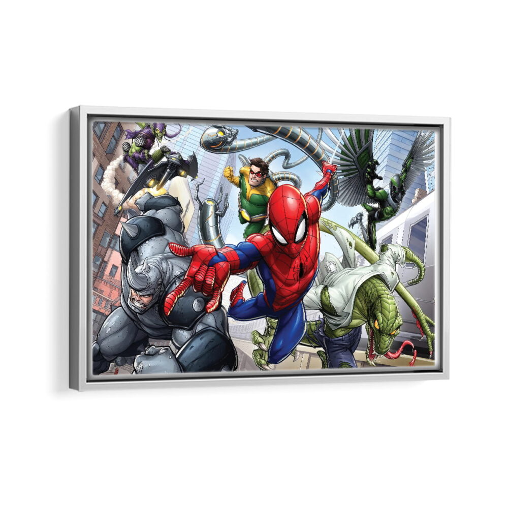 spider man villains framed canvas white frame