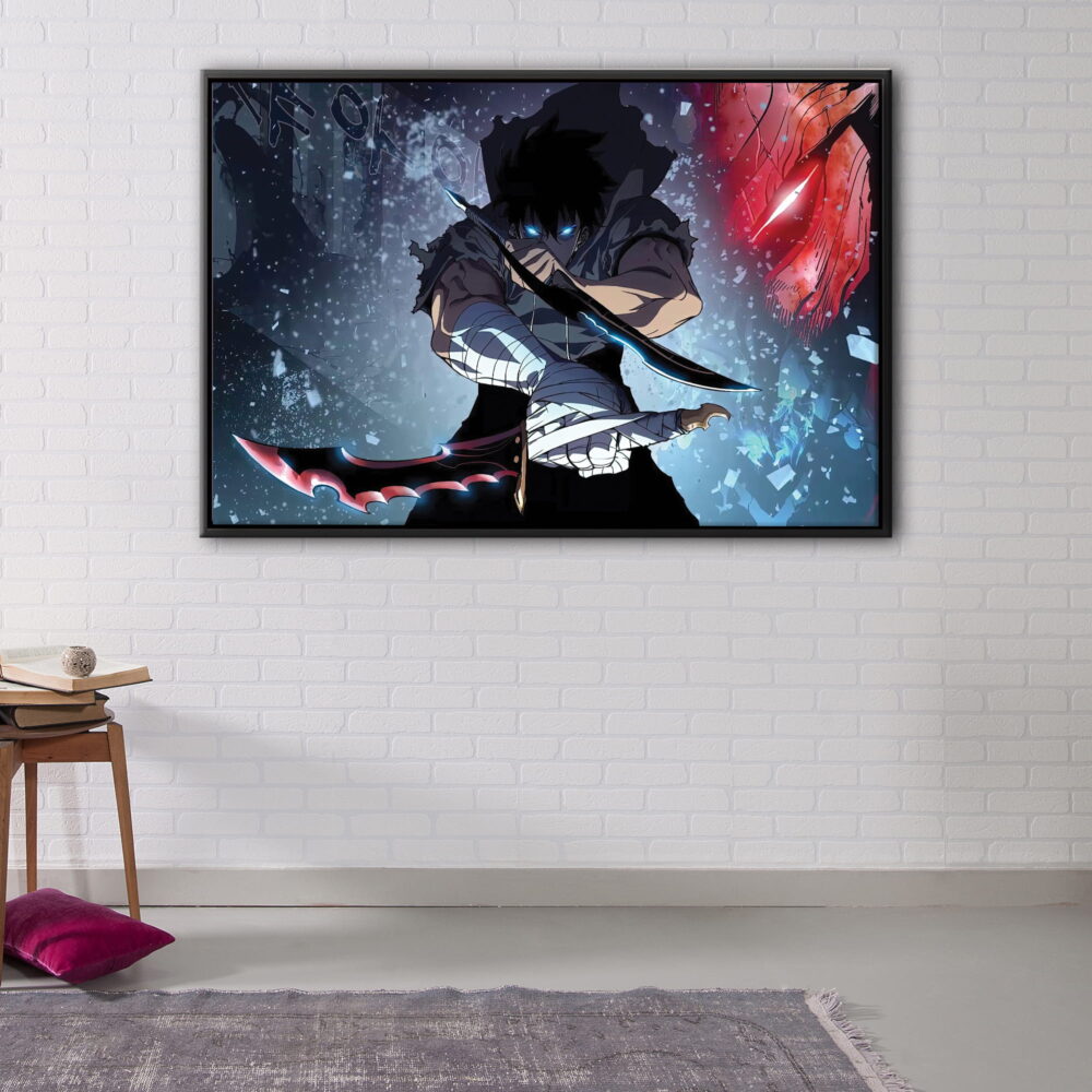 sung jin woo blades floating frame canvas