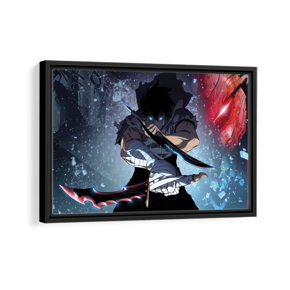 sung jin woo blades framed canvas black frame