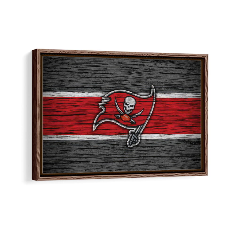 tampa bay buccaneers logo framed canvas walnut brown