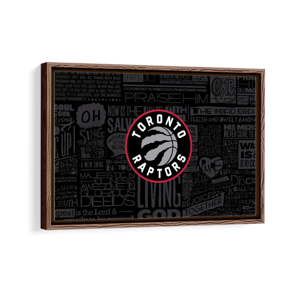 toronto raptors framed canvas walnut brown